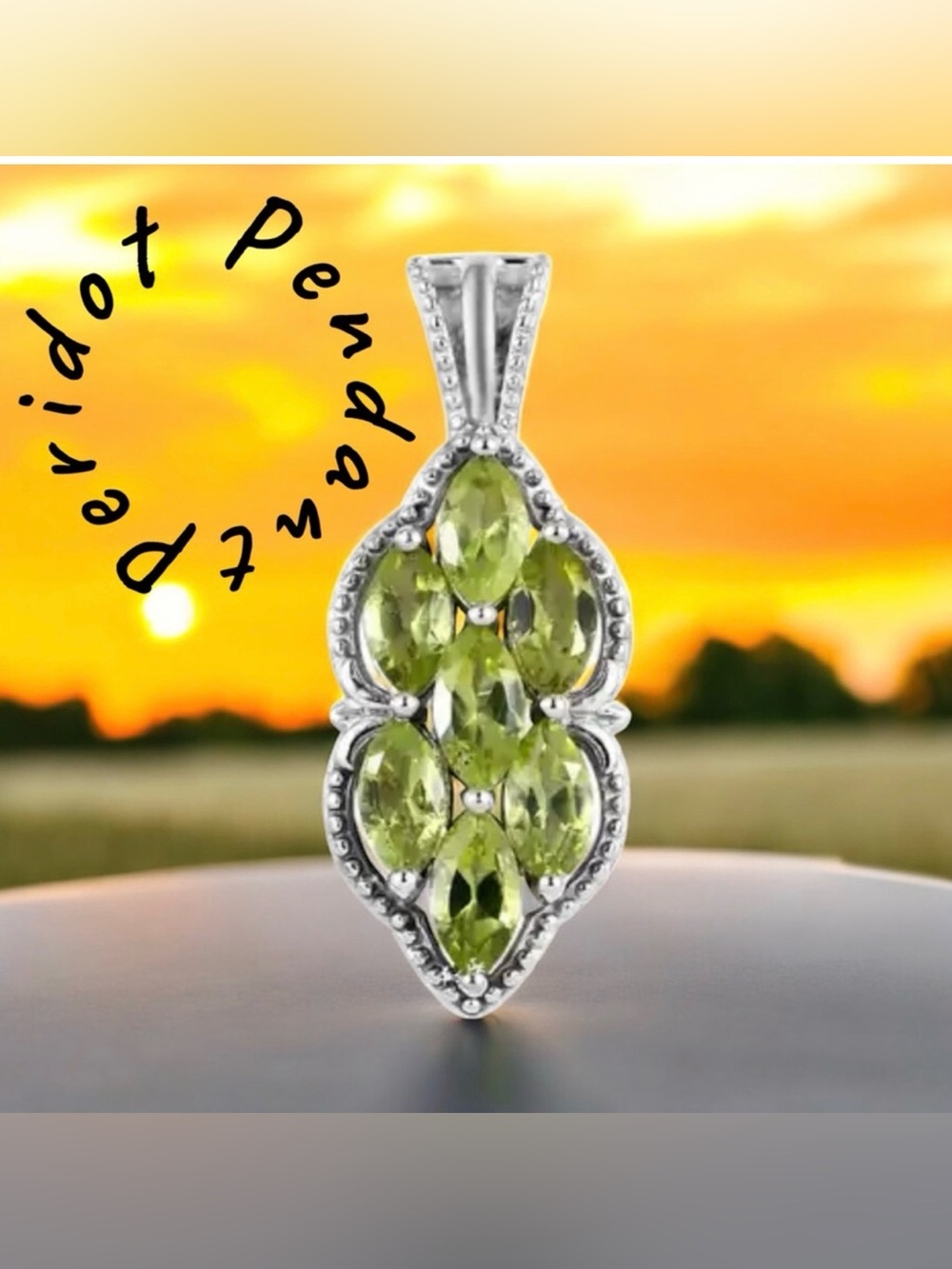 Karis Peridot Pendant In Platinum Bond NWT
